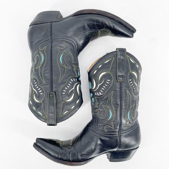 Vintage Y2K Old Gringo Angel Black Blue Short PeeWee Western Cowgirl Boot size 8 - Picture 4 of 10